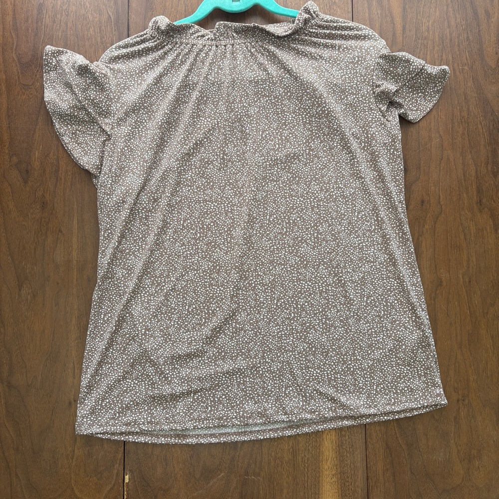 Adrianna Papell Dotted Blouse in Brown and White